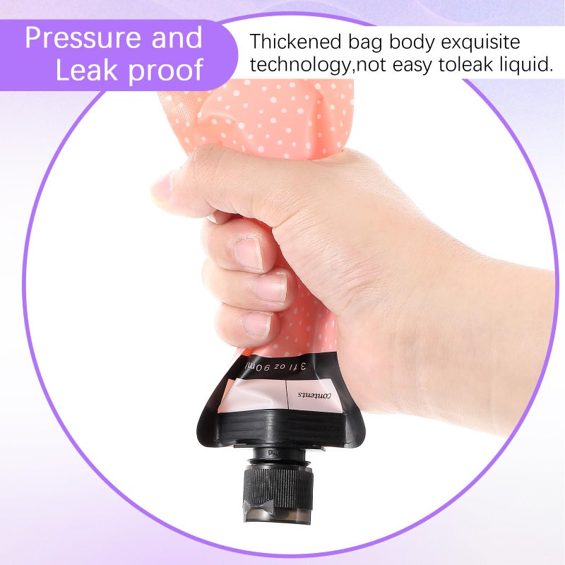 Dimeho 6 Pcs Travel Pouches for Toiletries, 3 oz Travel Size Containers Leak Proof Empty Squeeze Pouches TSA Approved Refillable Travel Bottles for Liquids Shampoo Conditioner Pouch Travel Accessories - Image 5